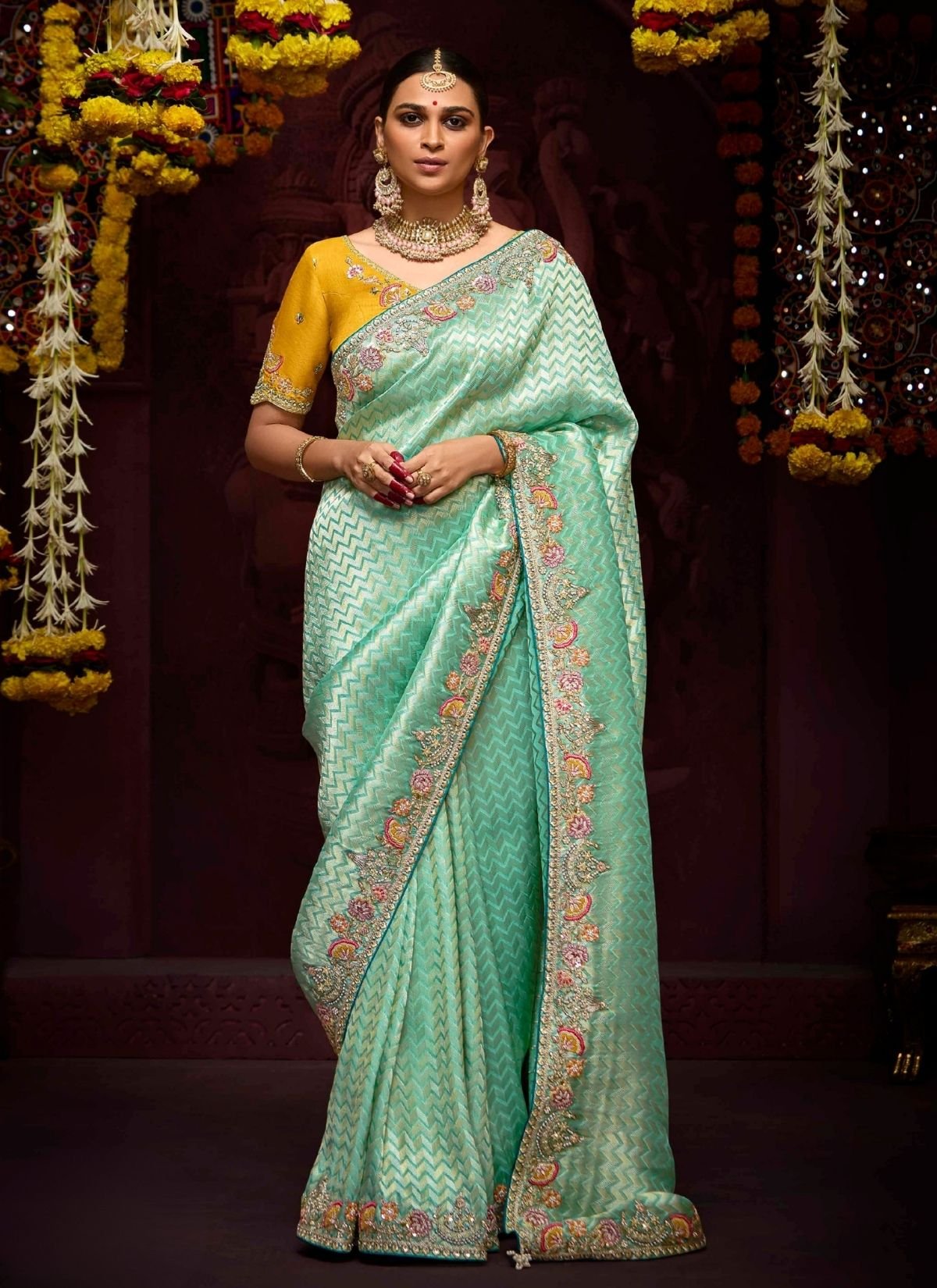 Electric Blue Designer Banarasi Kanjivaram Silk Saree for Wedding