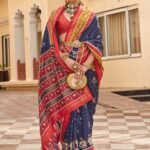 Space Blue Silk Blended Saree