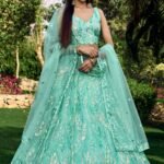 Turquoise Blue Premium Party Lehenga Set With Sequin Work