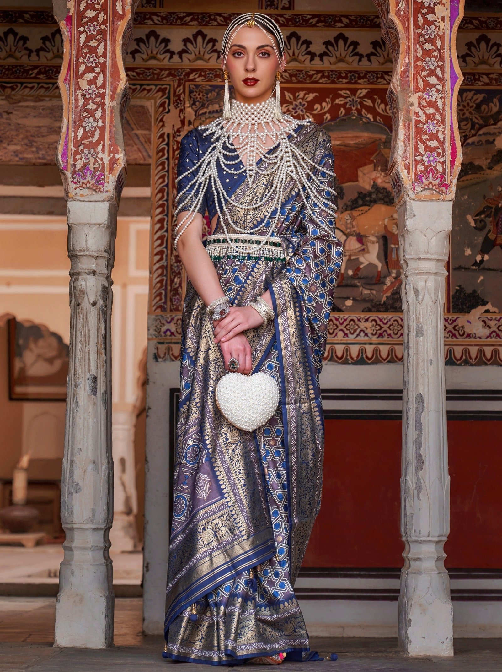 Yale Blue Premium Patola Celebration Saree