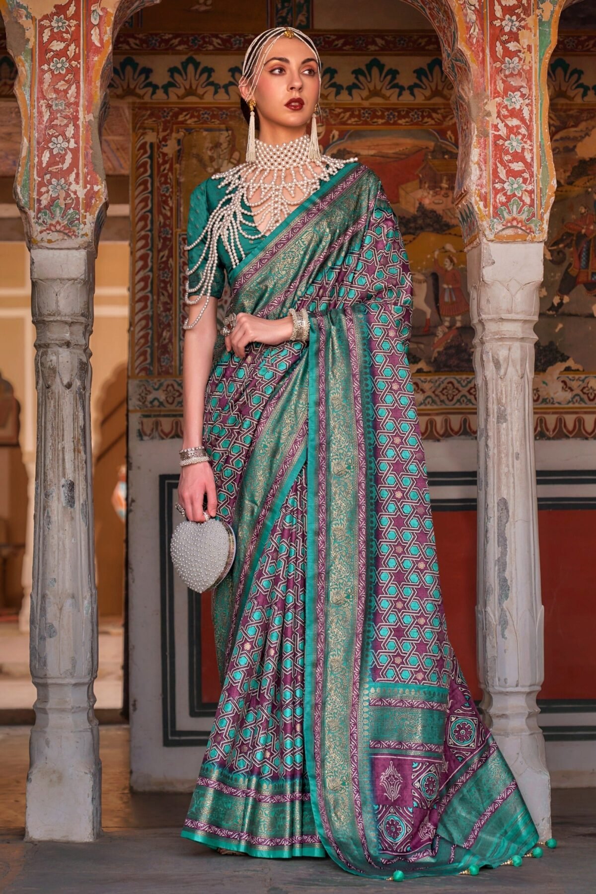 Turquoise Blue Premium Patola Celebration Saree
