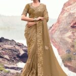 Tortilla Brown Exclusive Fancy Saree With Soft Zari Work