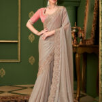 Light  Brown Regal Designer Georgette Silk Saree for Brides