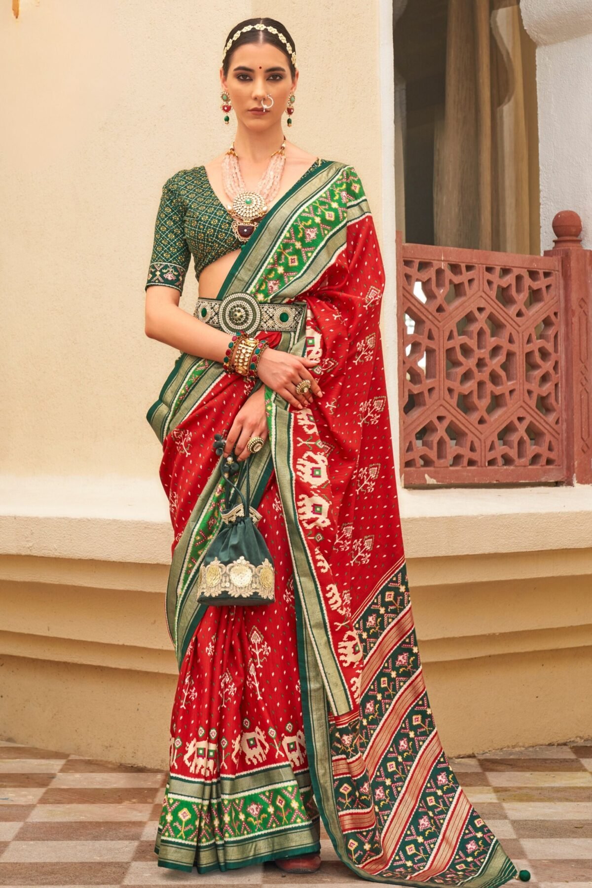 Crimson Red fancy  Silk Blended Saree
