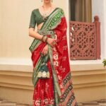 Crimson Red fancy  Silk Blended Saree