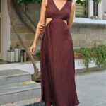 Cleo Pleated Brown Dress