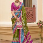 Olive Green Silk Blended Saree