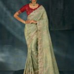 Pistachio Green Wedding Premium Banarasi Silk Saree With Blouse Piece