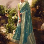 Pine Green Wedding And Celebration Saree