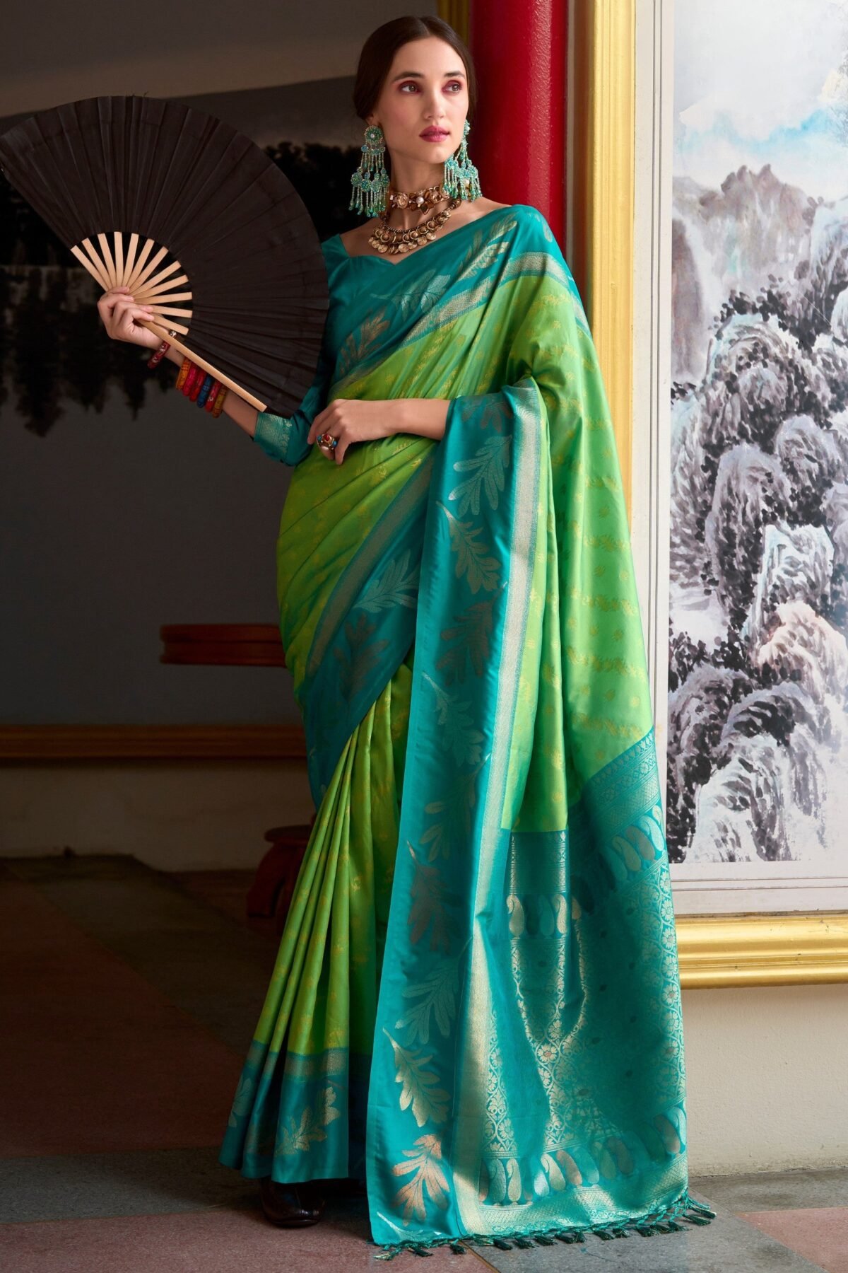 Lawn Green Celebration Saree
