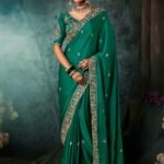 Pine Green Premium Soft Satin Silk Saree With Sequin Work