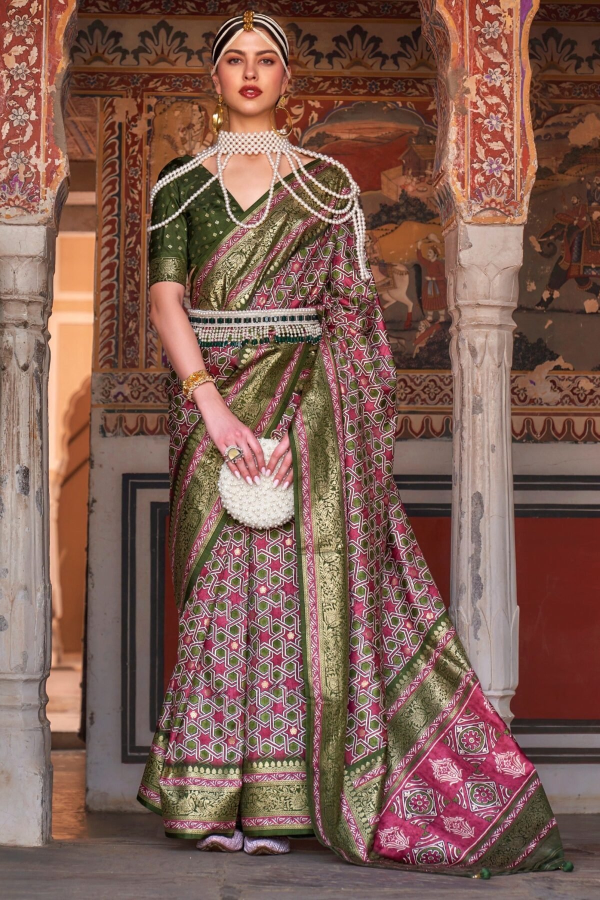 Fern Green Premium Patola Celebration Saree