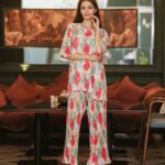 Multi Coloured Satin Pleated Co-Ord Set