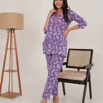 Purple Cotton Handblock Co-Ord Set
