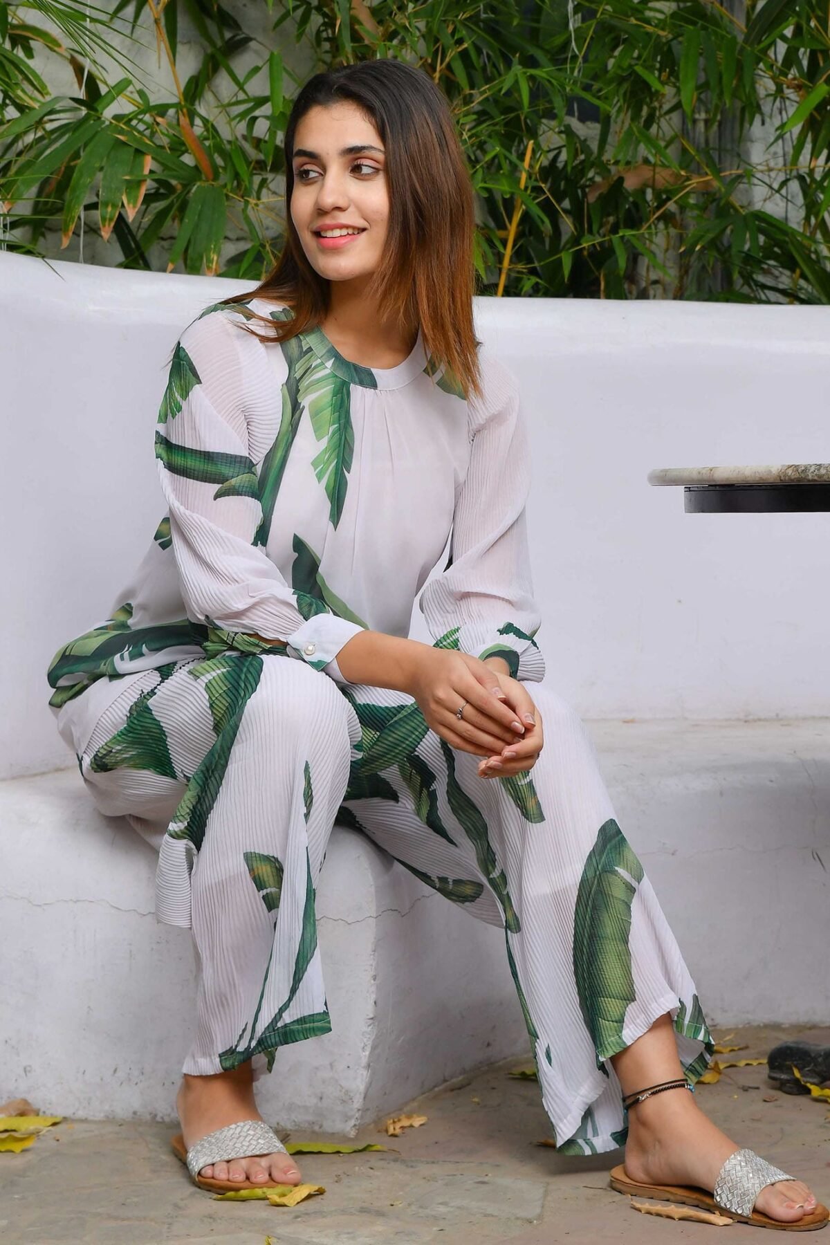 White & Green Forest Essential Co-Ord Set