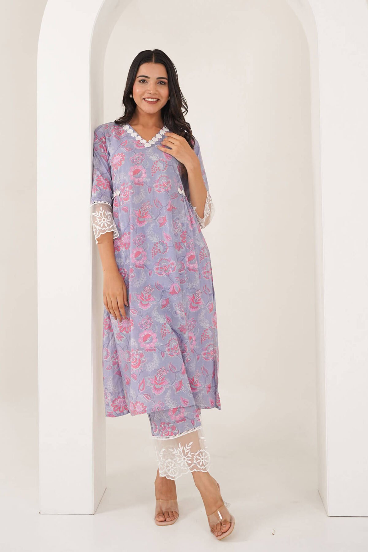 Periwinkle Purple Cotton Kurta Set