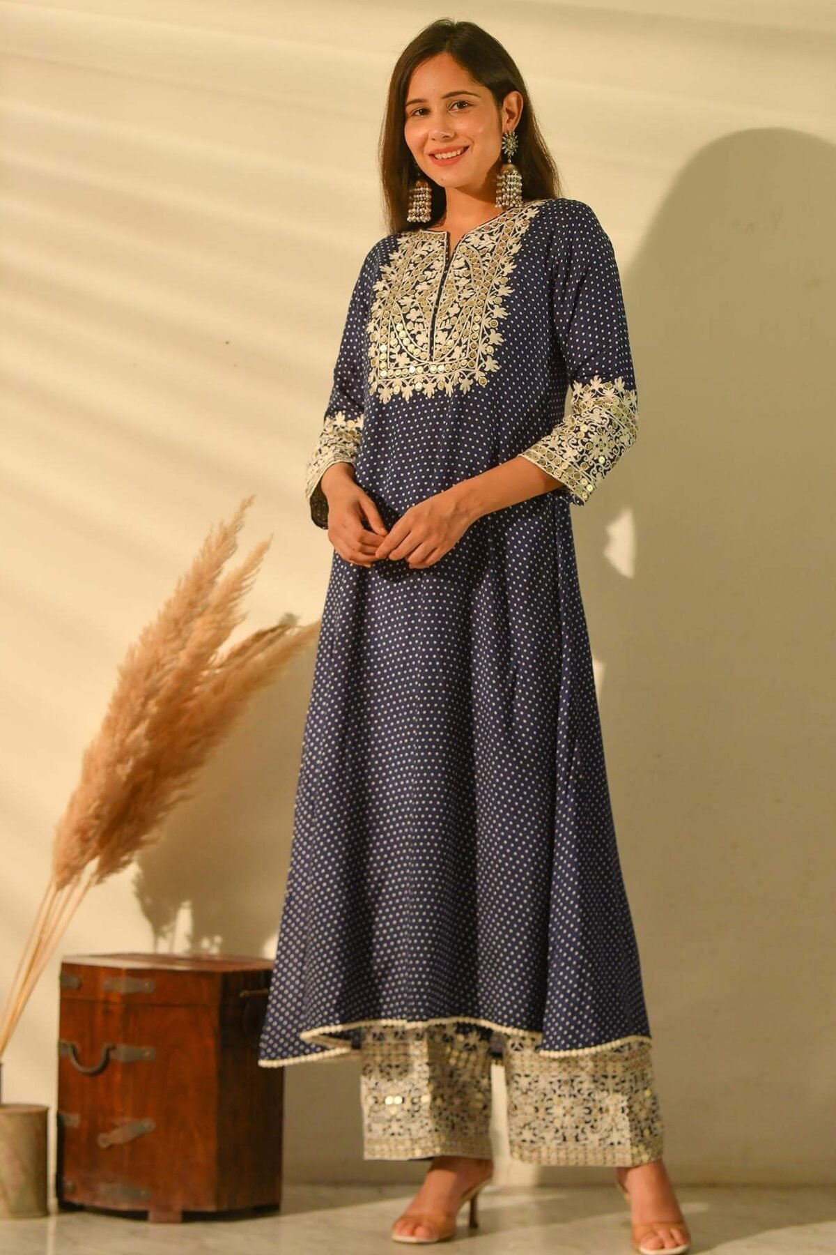 Perky Indigo Shantung Kurta Set