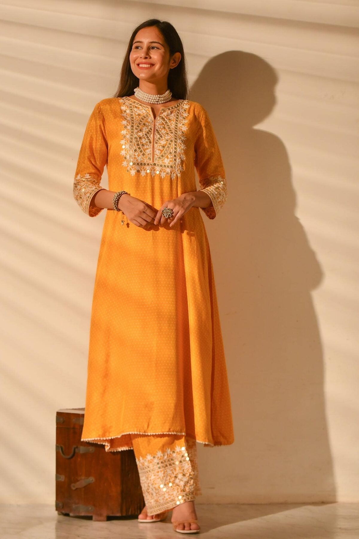 Exuberant Yellow Shantung Kurta Set