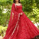 BHANDHEJ BAAGH Red Anarkali