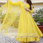 Yellow Georgette Anarkali Set