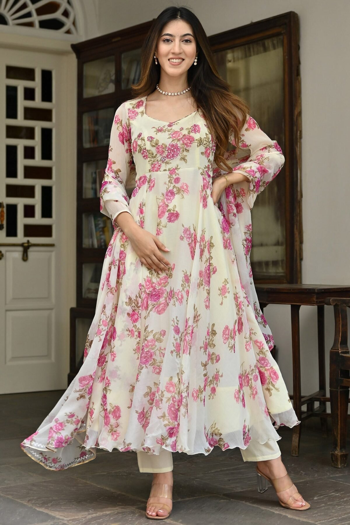 Lemon Printed Anarkali
