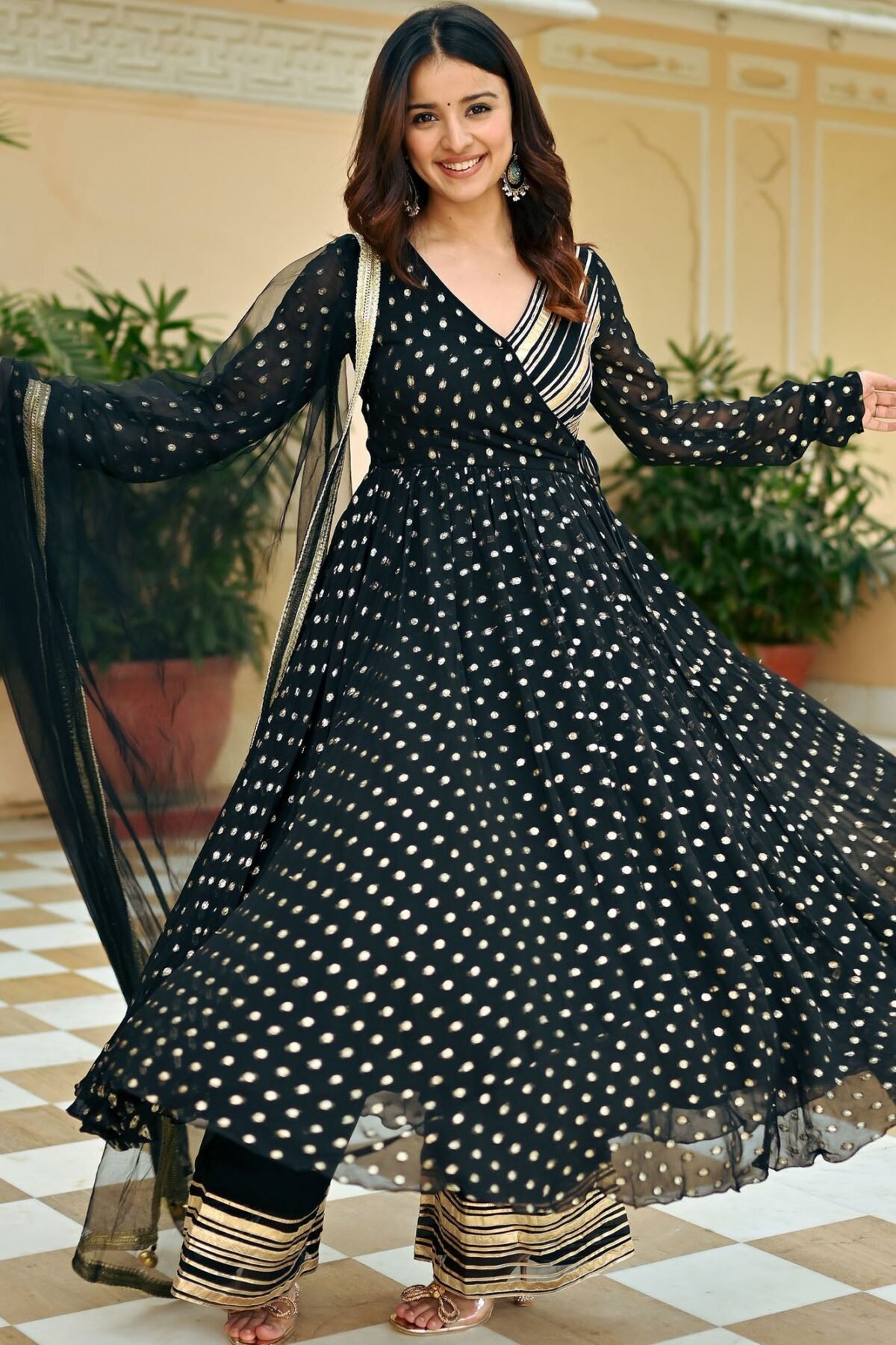 Black Georgette Anarkali Set