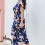 Kenna Satin Midi Skirt - Navy Floral