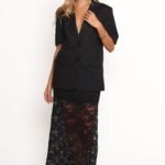 Laken Sheer Lace Maxi Skirt - Black