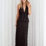 Zafira Textured Halter Top - Black