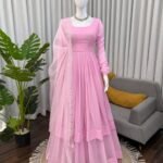 Pink Faux Georgette Plazo Suit Set with Organza Dupatta