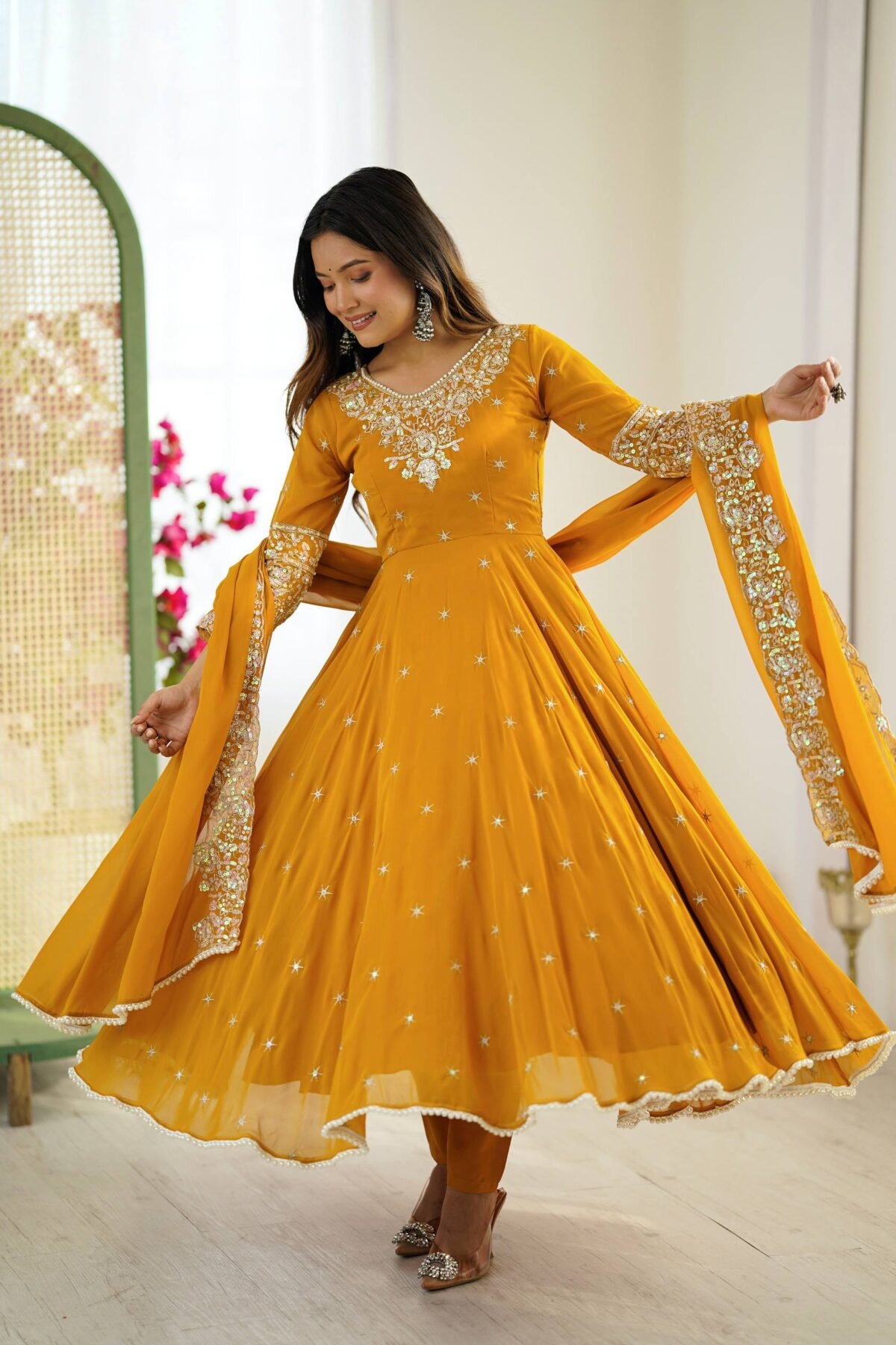 Heavy Blooming Faux Embroidered Anarkali Set
