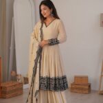 Beige Faux Georgette Embroidered Salwar Suit Set with Dupatta