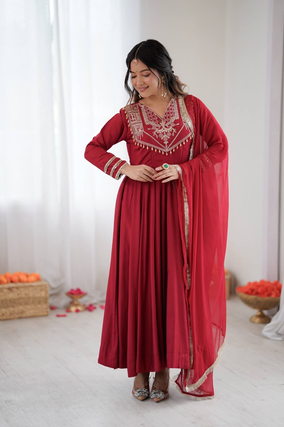 Roman Silk Anarkali Set