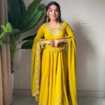 Yellow Fox Georgette Embroidered Kurti Set