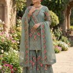 Fendy Silk Sharara Suit with Heavy Embroidery & Hand Work