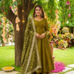 Mehendi Green German Chiffon Anarkali Set