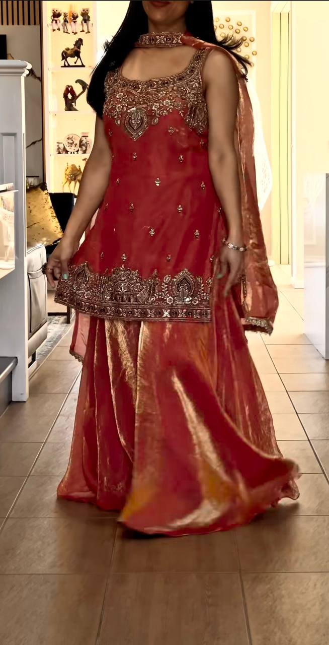 Frendy Silk Palazzo Suit with Hand Embroidery