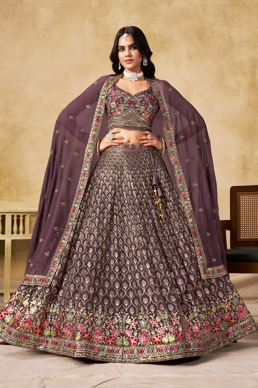 Light-Purple Embroidered Designer Lehenga Choli