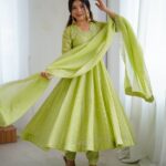 Crunchy Silk Embroidered Anarkali Set