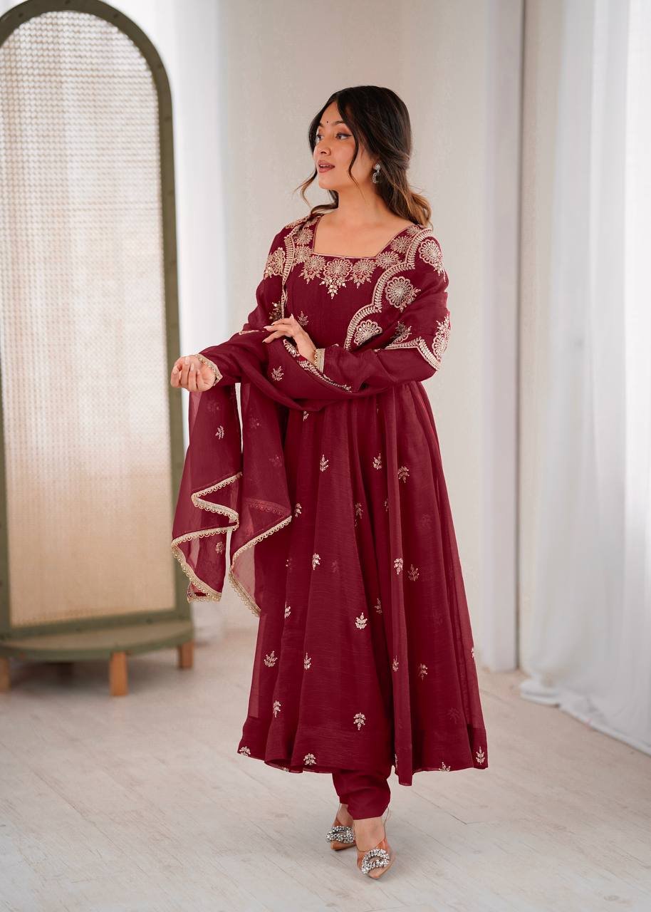 Crunchy Silk Anarkali Set