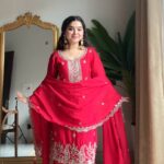 Pink & White Chinon Kurti Set with Salwar and Dupatta