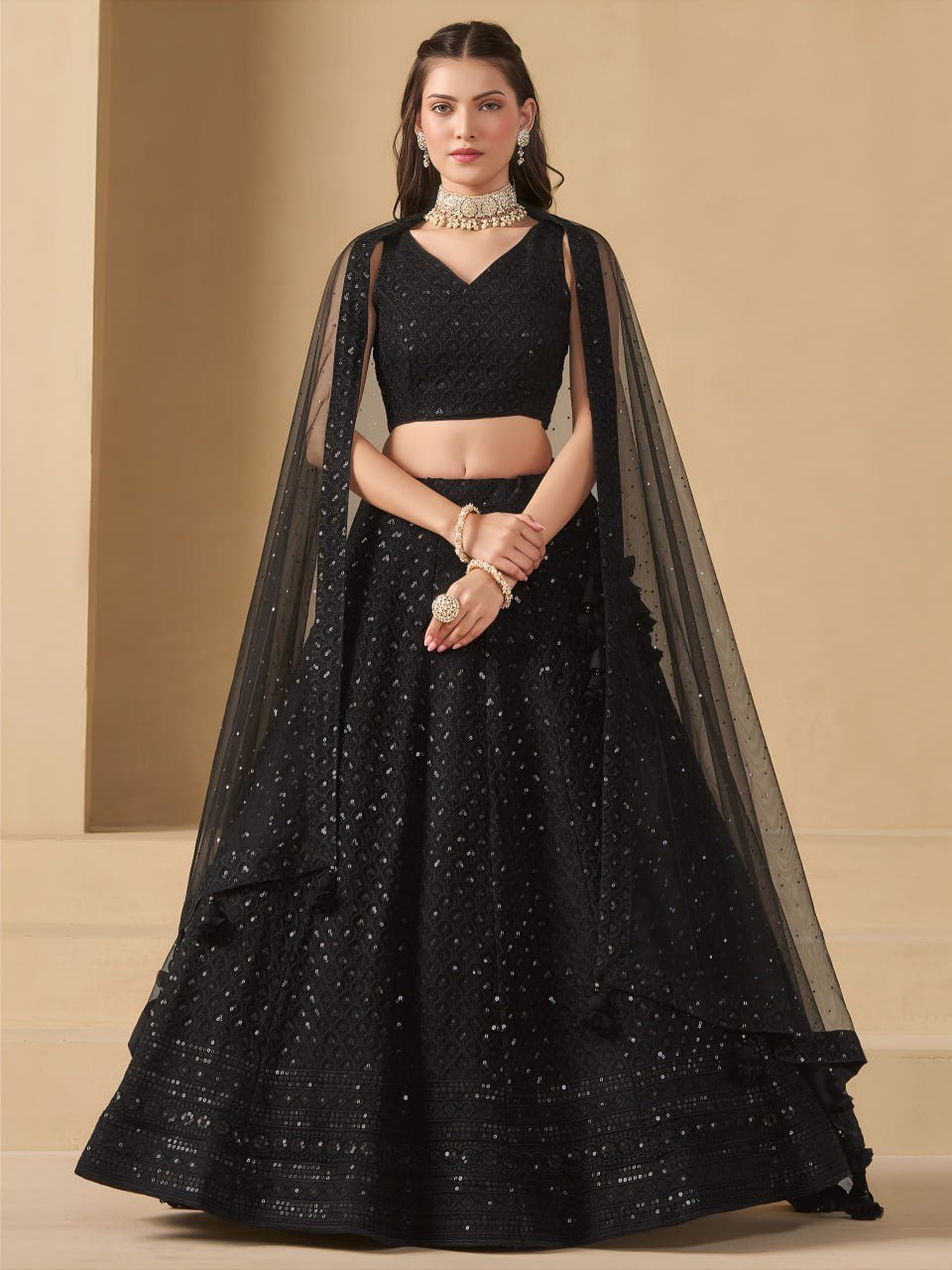 Black  Embroidery Lehenga Choli Set