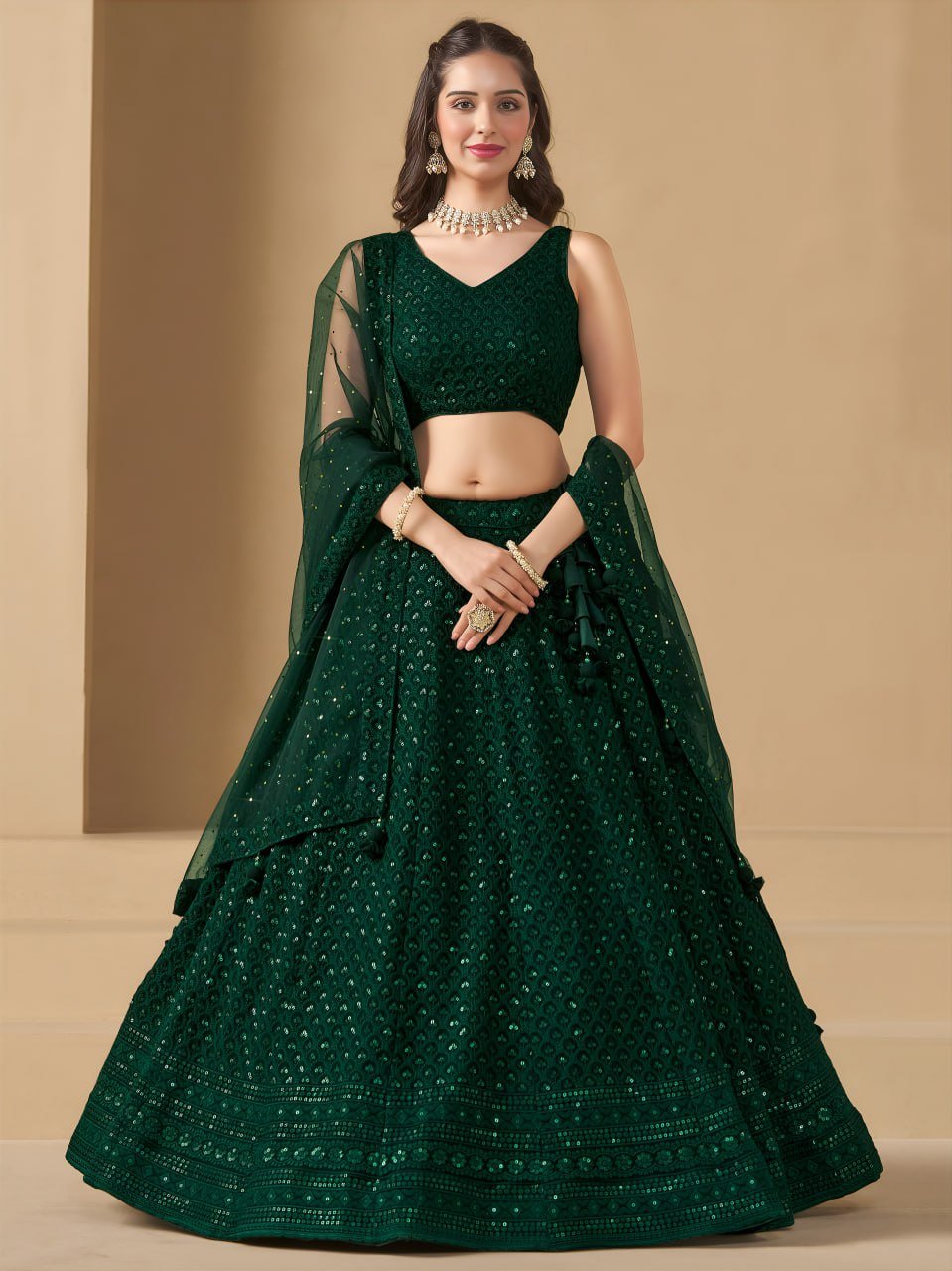 Green Bridesmaid Lehenga Choli