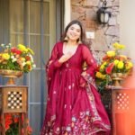 Rani Heavy GMY Silk Anarkali Plazzo Dupatta Set with Thread & Sequin Work