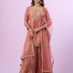 Fandy Silk Embroidered Top Palazzo Dupatta Set