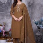 Roman Silk Embroidered Kurti Pant Dupatta Set