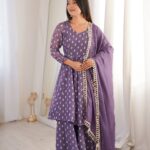 Heavy Crunchy Silk Top Sharara Set with Jacquard Butti Design