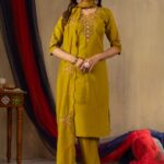Roman Silk Straight Kurti Pant Dupatta Set