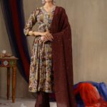 Modal Print Aliya Cut Kurti Pant Dupatta Set