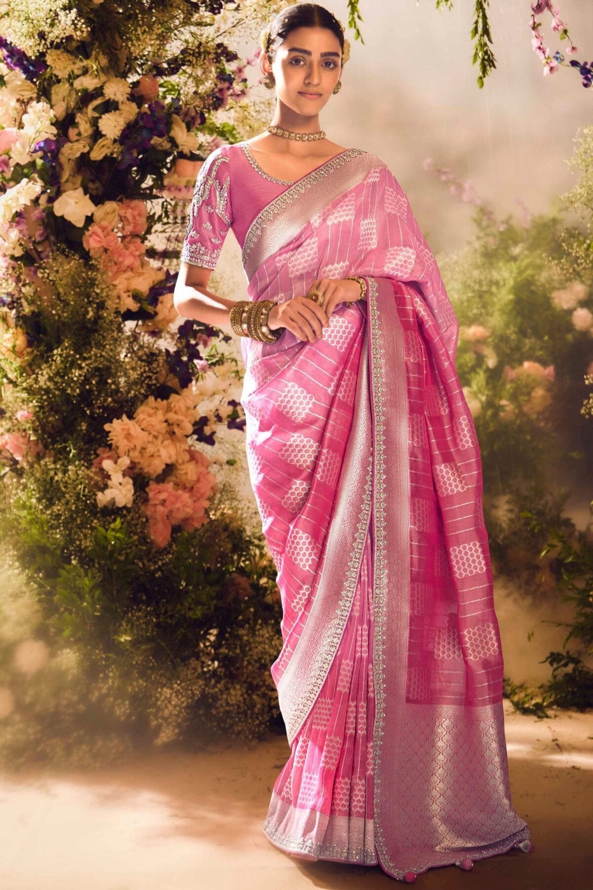 Hot Pink Wedding And Celebration Saree